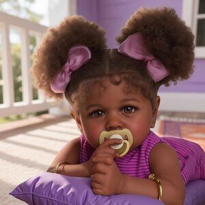 🆕22 Inch Girl Soft Body Caramel Skin  s Pink Skirt Newbron  Reborn Baby Doll